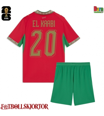 Marocko Ayoub El Kaabi #20 Hemmakläder Barn VM 2026 Kortärmad (+ Korta byxor)
